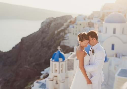 Bride and Groom in Santorini