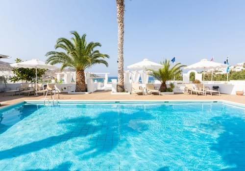Pool area, Marcus Beach Hotel, Ios, Greece
