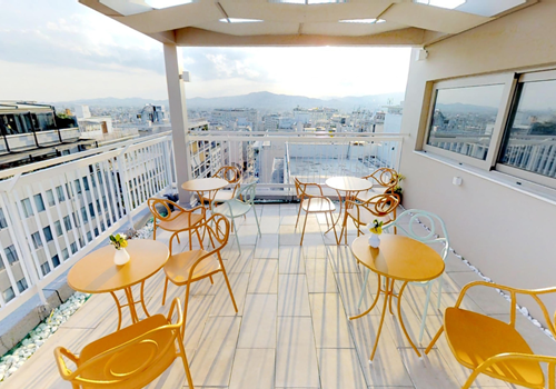 Rooftop view at Kubic Hotel in Athens